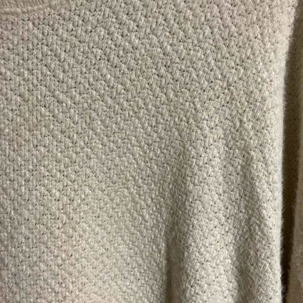 Pink Lily Womens Cream Textured Oversized Fuzzy Pullover Sweater Medium M